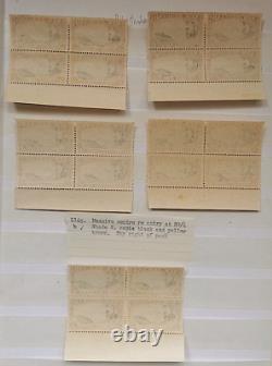 NEW ZEALAND 1942 3/- MT EGMONT SG 590c COLLECTION OF VARIETIES AND PLATE BLOCKS