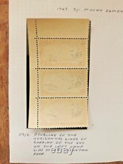 NEW ZEALAND 1942 3/- MT EGMONT SG 590c COLLECTION OF VARIETIES AND PLATE BLOCKS