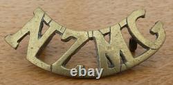 NEW ZEALAND MACHINE GUN Shoulder Title EXCEPTIONALLY RARE Brass N. Z. M. G. Variant
