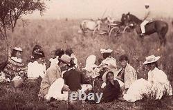 NEW ZEALAND MAORI PICNIC GROUP, ORIGINAL ALBUMEN PHOTO late 1880s Polynesian