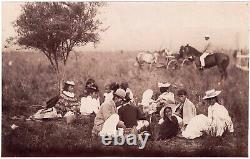 NEW ZEALAND MAORI PICNIC GROUP, ORIGINAL ALBUMEN PHOTO late 1880s Polynesian