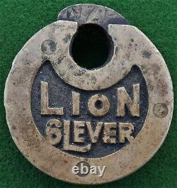 NEW ZEALAND RAILWAY Marked LION Push-Key PANCAKE RAILROAD PADLOCK Circa 1890