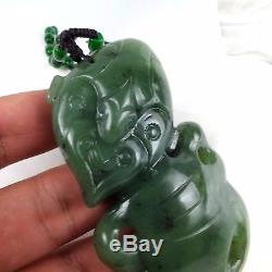 NZ Hei Tiki New Zealand Maori Artist Top Grade green Jade Pendant Jade Necklace