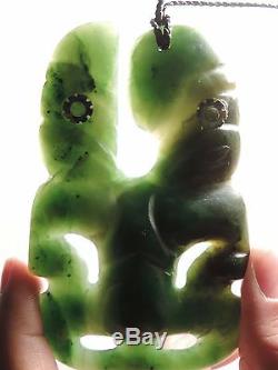NZ Maori Carver CHRIS TAKIARY made Pounamu Jade Greenstone Character Hei Tiki