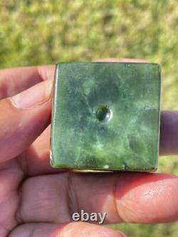 NZ Nephrite Maori Greenstone Pounamu Dark Core MARSDEN Jade 32mm CUBE Table DICE