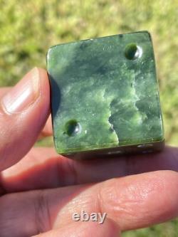 NZ Nephrite Maori Greenstone Pounamu Dark Core MARSDEN Jade 32mm CUBE Table DICE