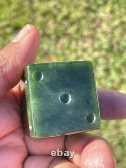 NZ Nephrite Maori Greenstone Pounamu Dark Core MARSDEN Jade 32mm CUBE Table DICE