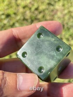 NZ Nephrite Maori Greenstone Pounamu Dark Core MARSDEN Jade 32mm CUBE Table DICE