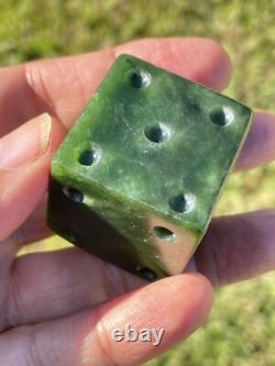 NZ Nephrite Maori Greenstone Pounamu Dark Core MARSDEN Jade 32mm CUBE Table DICE