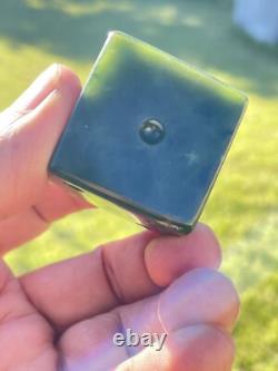 NZ Nephrite Maori Greenstone Pounamu Dark Core MARSDEN Jade 32mm CUBE Table DICE
