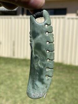 NZ Nephrite Maori Greenstone Pounamu Des's MARSDEN JADE Pendant With NOTCHINGS