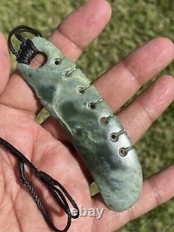 NZ Nephrite Maori Greenstone Pounamu Des's MARSDEN JADE Pendant With NOTCHINGS