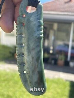 NZ Nephrite Maori Greenstone Pounamu Des's MARSDEN JADE Pendant With NOTCHINGS