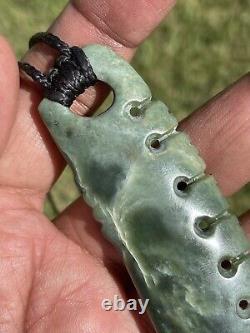 NZ Nephrite Maori Greenstone Pounamu Des's MARSDEN JADE Pendant With NOTCHINGS