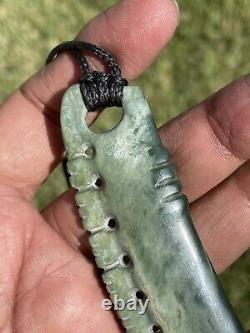 NZ Nephrite Maori Greenstone Pounamu Des's MARSDEN JADE Pendant With NOTCHINGS