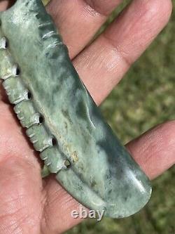 NZ Nephrite Maori Greenstone Pounamu Des's MARSDEN JADE Pendant With NOTCHINGS