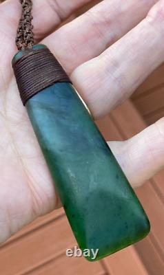 NZ POUNAMU GREENSTONE JADE AFGHAN LAPIS LAZULI 18k GOLD MOON MAORI HEI TOKI ADZE