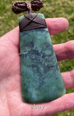 N Jerry Nz Blue Inanga Pounamu Greenstone Jade Maori Engraved 3.8hei Toki Adze