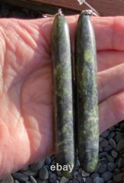 N Jerry Rare Nz Douglas Creek Pounamu Greenstone Jade Maori 3.6 Hook Earrings
