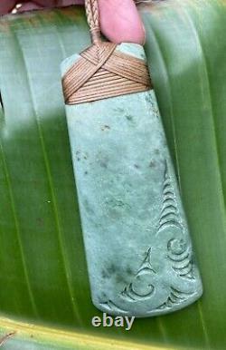 Nathan Jerry 4 Nz Kokopu Pounamu Greenstone Jade Maori Engraved Hei Toki Adze