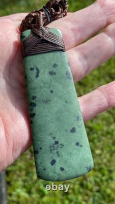 Nathan Jerry Nz Kokopu Pounamu Greenstone Jade Maori Engraved Hei Toki Adze