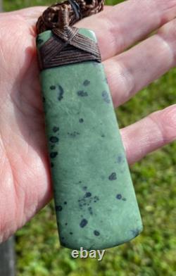 Nathan Jerry Nz Kokopu Pounamu Greenstone Jade Maori Engraved Hei Toki Adze