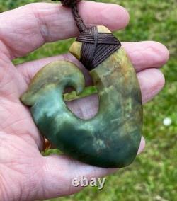 Nathan Jerry Nz Raukaraka Pounamu Greenstone Flower Jade Maori Hei Matau Hook