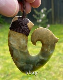 Nathan Jerry Nz Raukaraka Pounamu Greenstone Flower Jade Maori Hei Matau Hook
