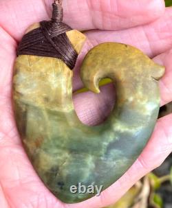 Nathan Jerry Nz Raukaraka Pounamu Greenstone Flower Jade Maori Hei Matau Hook