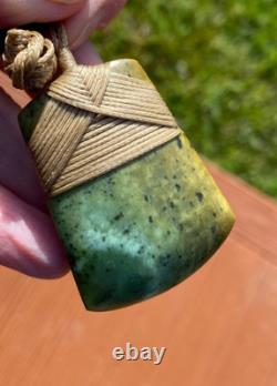 Nathan Jerry Nz Raukaraka Pounamu Greenstone Jade Small Maori Hei Toki Adze