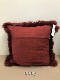 Natures Collection Burgundy New Zealand Sheepskin Decorative Pillow 24 x 24