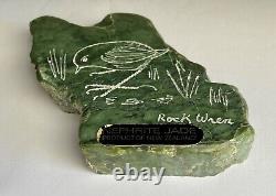 Nephrite Jade New Zealand Rock Wren Bird Green Semi-Precious Gemstone 240 grams