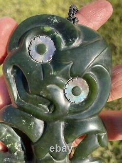 Nephrite Maori Greenstone Pounamu Des Hetherington WAIMEA DARK LARGE Hei Tiki