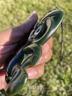 Nephrite Maori Greenstone Pounamu Des Hetherington WAIMEA DARK LARGE Hei Tiki