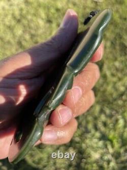 Nephrite Maori Greenstone Pounamu Des Hetherington WAIMEA DARK LARGE Hei Tiki