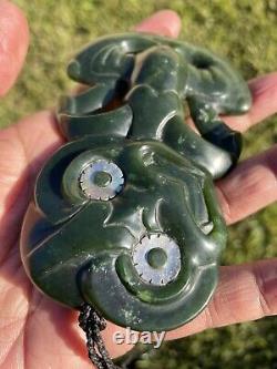 Nephrite Maori Greenstone Pounamu Des Hetherington WAIMEA DARK LARGE Hei Tiki