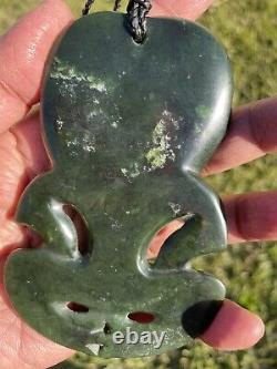 Nephrite Maori Greenstone Pounamu Des Hetherington WAIMEA DARK LARGE Hei Tiki