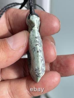 Nephrite Maori Greenstone Pounamu New Zealand KOKOPU Jade FISH HOOK 46X31X9 mm