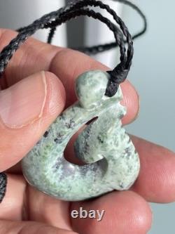 Nephrite Maori Greenstone Pounamu New Zealand KOKOPU Jade FISH HOOK 46X31X9 mm