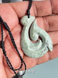 Nephrite Maori Greenstone Pounamu New Zealand KOKOPU Jade FISH HOOK 47X35X8 mm
