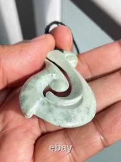 Nephrite Maori Greenstone Pounamu New Zealand KOKOPU Jade FISH HOOK 47X35X8 mm