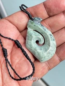 Nephrite Maori Greenstone Pounamu New Zealand KOKOPU Jade FISH HOOK 50X34X10mm