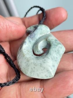 Nephrite Maori Greenstone Pounamu New Zealand KOKOPU Jade FISH HOOK 50X34X10mm