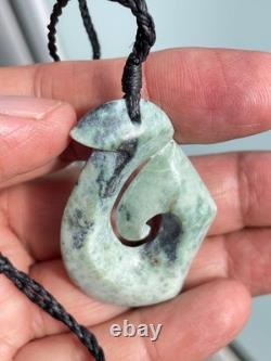 Nephrite Maori Greenstone Pounamu New Zealand KOKOPU Jade FISH HOOK 50X34X10mm