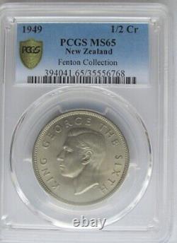 New Zealand 1949 Half Crown, PCGS MS65, None Graded Higher, ex-Fenton Collection
