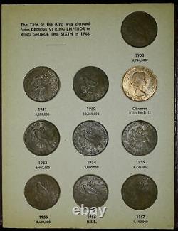 New Zealand 1 Penny 1940-1965 COMPLETE 28 Coin 1P NZ Bertrand Folder Collection