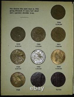 New Zealand 1 Penny 1940-1965 COMPLETE 28 Coin 1P NZ Bertrand Folder Collection