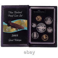 New Zealand 2003 Silver Proof Coin Set Giant Kokopu or Giant Trout