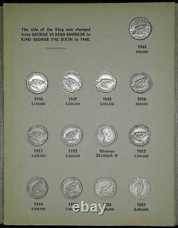 New Zealand 6 Pence 1933-1965 COMPLETE 35 Coin 6P NZ Bertrand Folder Collection