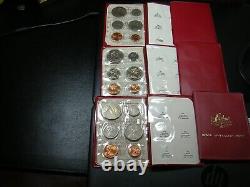 New Zealand, Australia and Belgium BU coin sets. Lot of 13